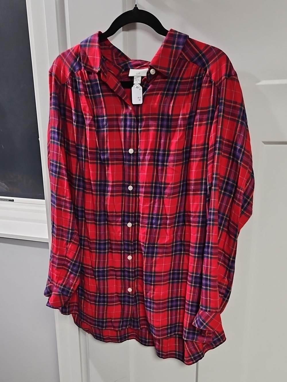 J. Jill Red Plaid Button-Down Shirt